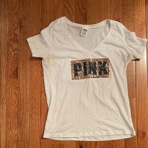 PINK Victoria's Secret White V-Neck Tee
